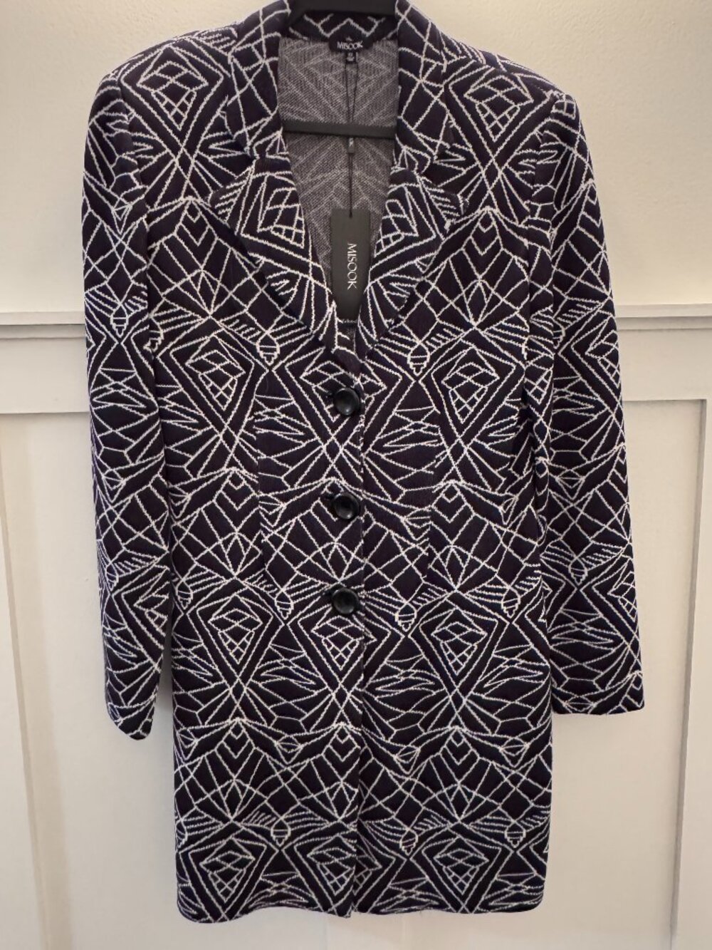 Misook Black & White Geometric Knit Jacket, Size: XS, NWT